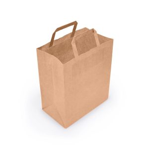 Пакет с плоскими ручками крафт и прямоугольным дном 240*140*280 мм 70 г/м2